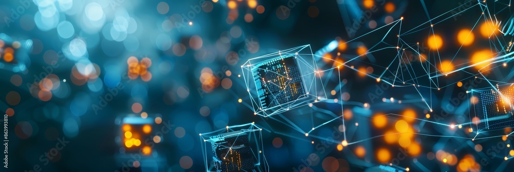 Poster abstract digital network concept - a digital network abstract concept with glowing lines and dots co