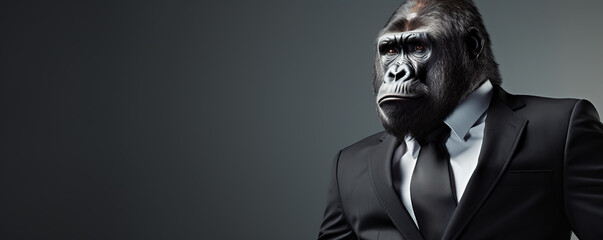 Gorilla in a Suit Looking to the Side