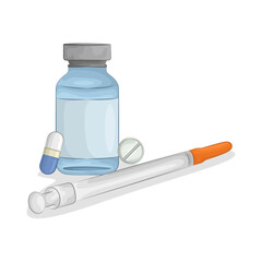 Illustration of vaccine bottle with syringe 