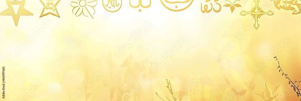 Poster golden symbols on a blurred background - a variety of golden symbols are displayed on a blurry backg
