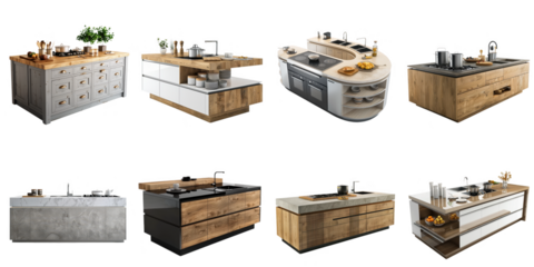 Kitchen counter island png modern and elegant style using for presentation.