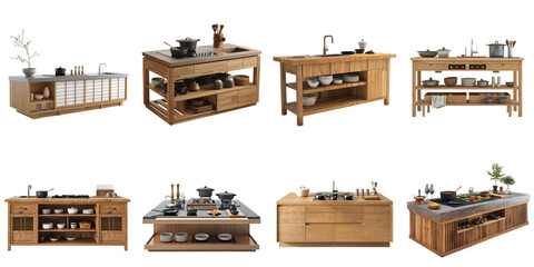 Kitchen counter japan muji transparent sample mockup isolated png with no background.