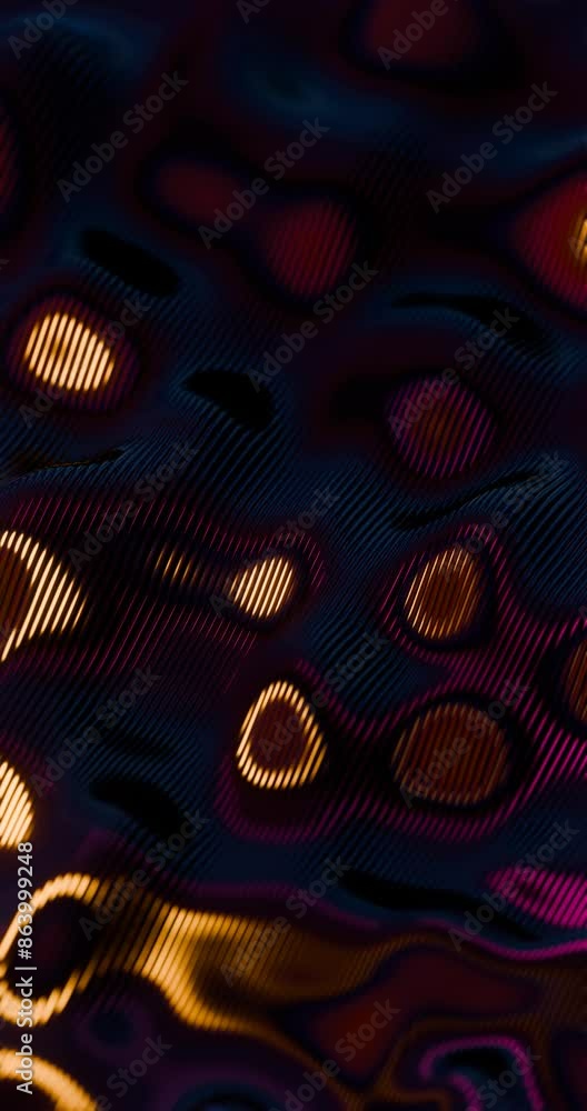 Poster 3D Abstract Render of Glowing Wavy Lines - Futuristic Geometric Design