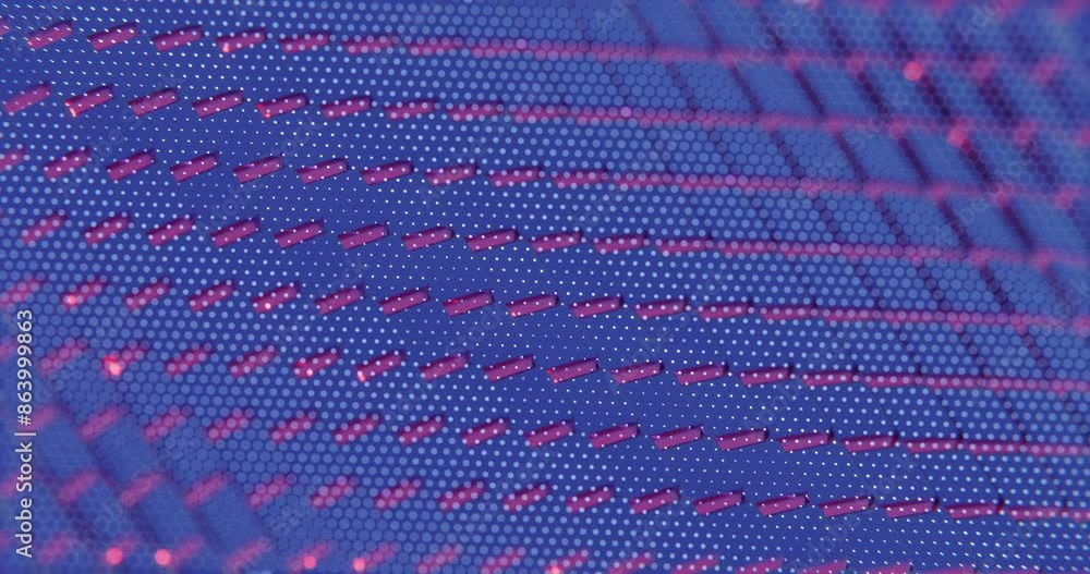 Poster 3D Abstract Render of Blue and Red Cubes with Dot Pattern - Futuristic Geometric Design