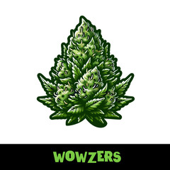 Vector Illustrated Wowzers Cannabis Bud Strain Cartoon