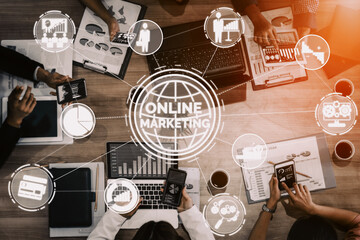 Digital Marketing Technology Solution for Online Business Concept - Graphic interface showing...