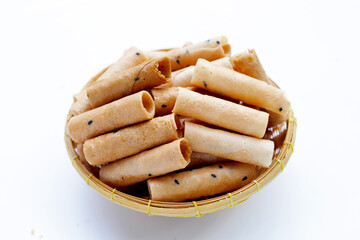 Thai snack, crispy coconut rolls