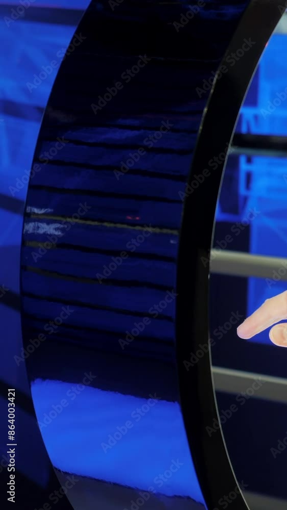 Poster touch circle for virtual communication. media. new technology of virtual immersion. manual motion co