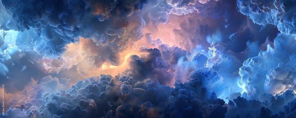 Wall mural dramatic and deep clouds background generative ai