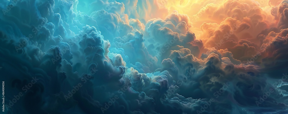 Wall mural dramatic and deep clouds background generative ai