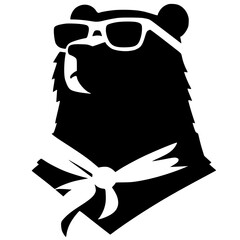 Silhouette portrait of a bear wearing glasses