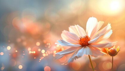 Obraz premium White Flower in Soft Bokeh Light