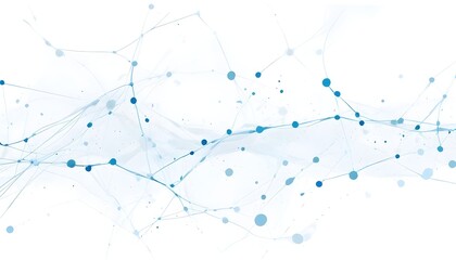A white background with a network of blue dots and lines, creating a minimalist and isolated...