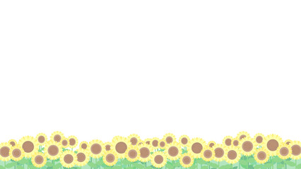 ひまわり畑と青空の風景フレーム⭐︎PNG