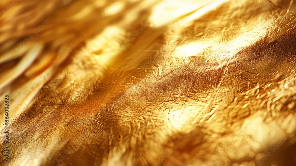 Poster a macro photograph showcasing a golden surface with a soft focus, highlighting the texture and shine