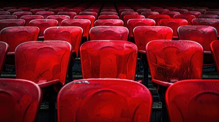 In a football stadium, the red seats