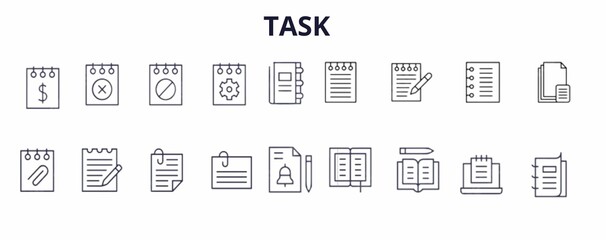 Task Line Editable Icons set. Vector illustration in modern thin line style of tasks completing related icons