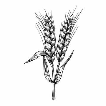 recommend clip art: Line art drawing of wheat ear