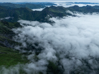Aerial view of beautiful grassland mountain landscape