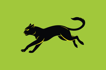 Fototapeta premium Vector silhouette of a playful cat pouncing.