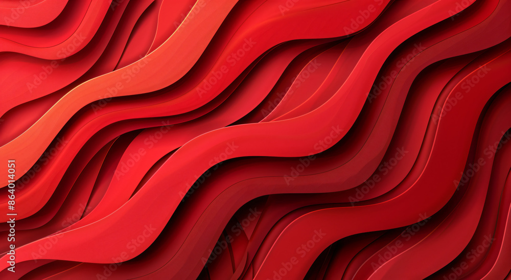 Poster red background, curved lines, abstract style, red color scheme, simple and elegant background design