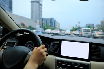 People driving car in tunnel