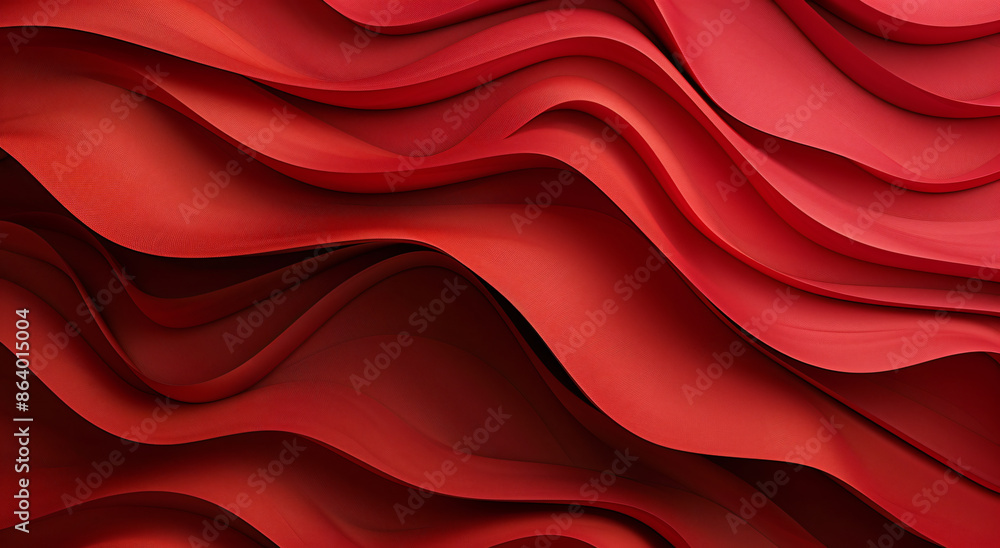 Poster red background, curved lines, abstract style, red color scheme, simple and elegant background design