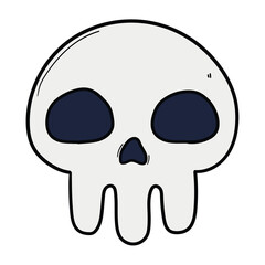 Hand drawn cartoon human skull on white background. Halloween concept.