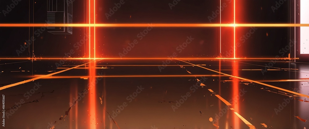 Poster brown tech neon light path theme abstract background with copy space for banner