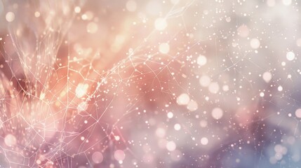 Spiderweb-like crystals in pastel hues twinkling particles and soft light orbs