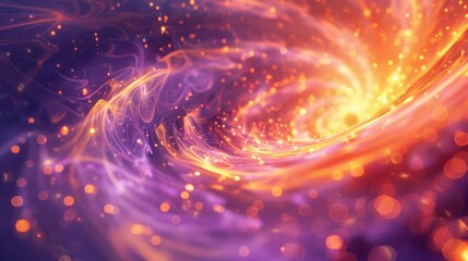 Obraz premium Vibrant purple and orange fire shapes with twinkling particles background