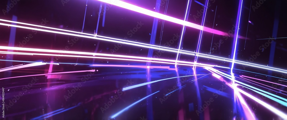 Aufkleber purple tech neon light path theme abstract background with copy space for banner