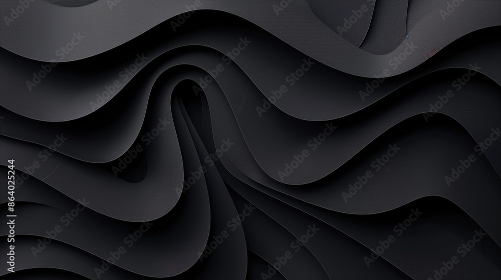 Poster abstract black wave pattern: 3d rendered dark elegant background in modern minimalist style.