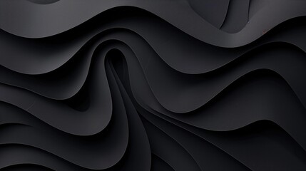 Abstract Black Wave Pattern: 3D Rendered Dark Elegant Background in Modern Minimalist Style.