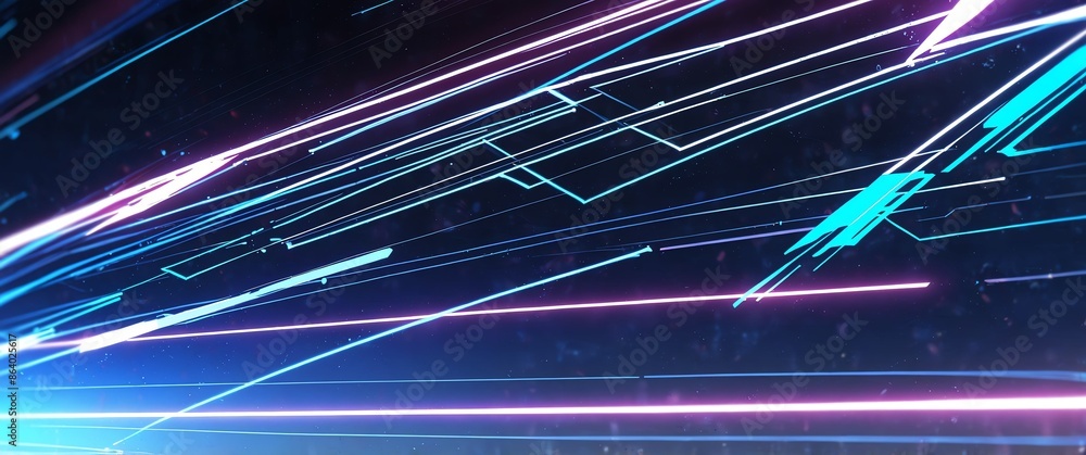 Poster white circuit neon light connections theme abstract background with copy space for banner