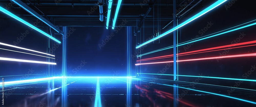 Poster white tech neon light path theme abstract background with copy space for banner