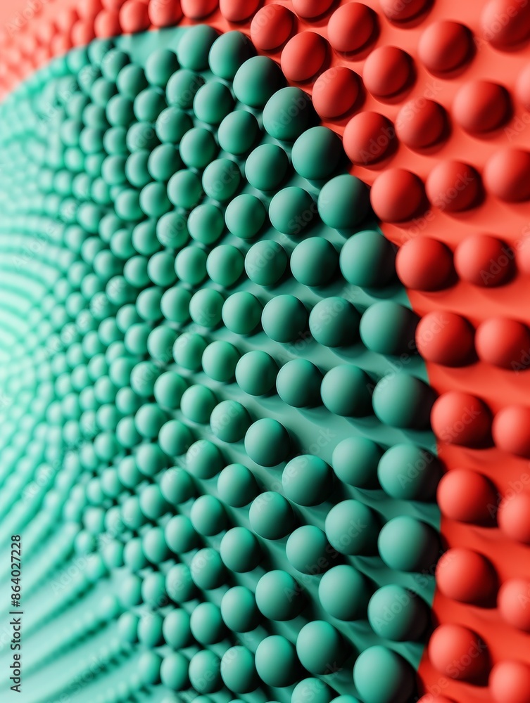 Poster abstract green and red 3d sphere pattern background texture.