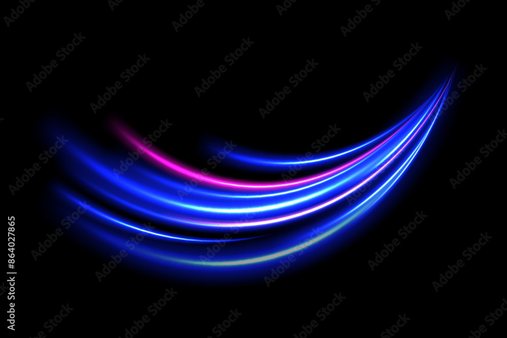 Poster neon color glowing lines background, high-speed light trails effect. modern abstract high-speed ligh