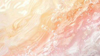 Fototapeta premium Champagne bubbles with pastel highlights on a gradient from champagne tones to white backdrop