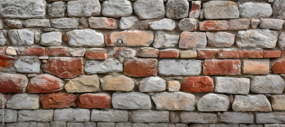 Poster ancient stonewall a weathered brick texture pattern. generative ai.