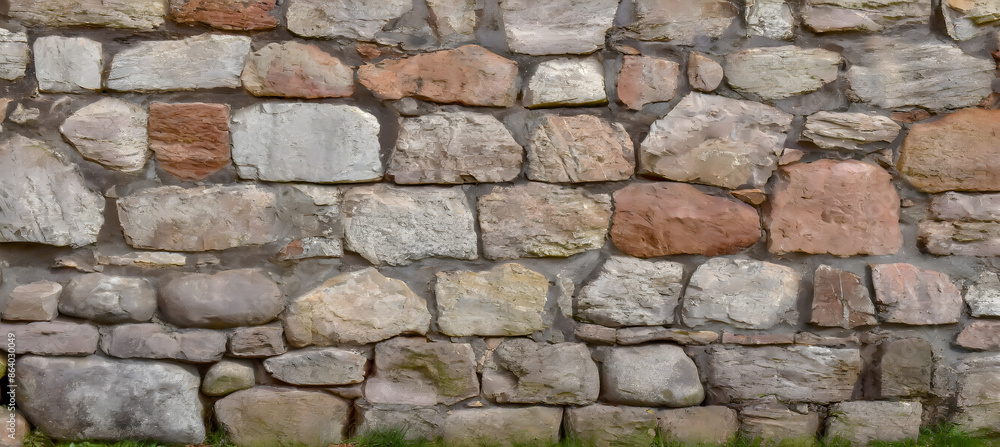 Poster ancient stonewall a weathered brick texture pattern. generative ai.