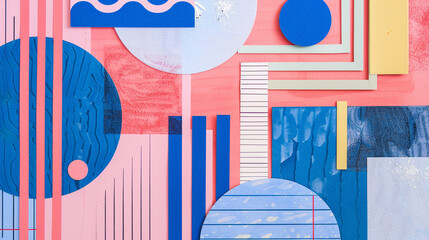 Pink and Blue Constructivism art background