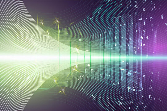 Green light streak, fiber optic, speed line, futuristic background for 5g or 6g technology wireless data transmission, high-speed internet in abstract. internet network concept. vector design