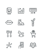 3d technology, Air conditioning, Bar graph, Blood bag, Calculator, Coffee pot, Compass navigation, , set of icons, vector illustration