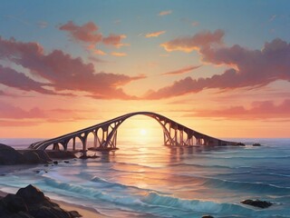 Sunset Serenity Crossing the Ocean Bridge