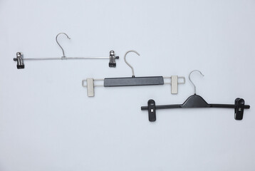 Hangers for pants or trousers on a white background