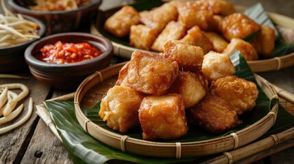 Traditional Indonesian snack called Cireng rujak