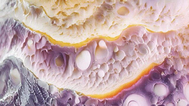 A magnified view of stratified squamous epithelium showing layers of flattened and rounded cells.