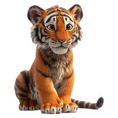 Obraz premium Cute cartoon tiger set on transparent background. Wildlife illustration.