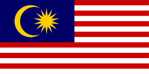 Malaysia flag vector graphic. Rectangle Malaysian flag illustration. Malaysia country flag is a symbol of freedom, patriotism and independence.